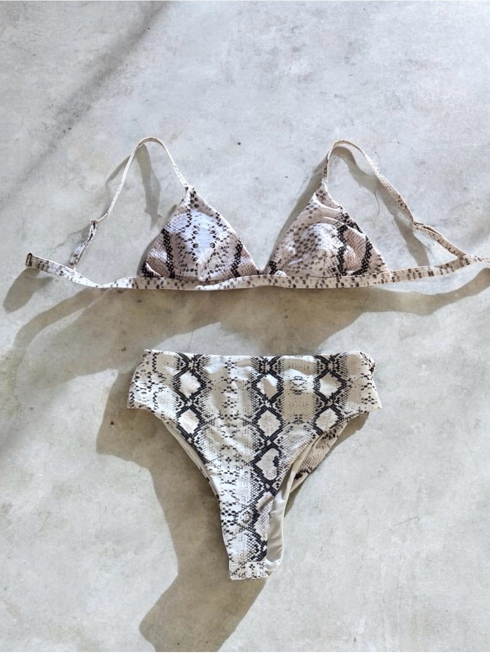 Sexy Snake Print Triangle Bikini Set